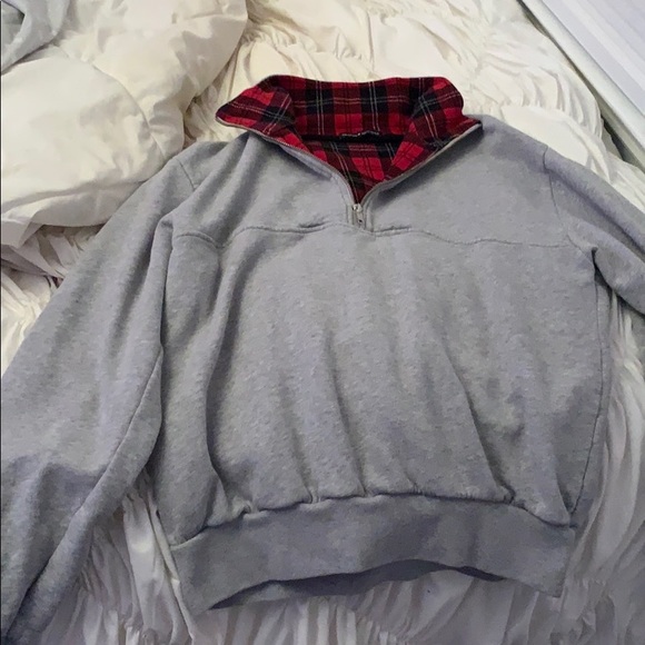 Brandy Melville Sweaters - brandy melville red plaid zip up missy sweatshirt